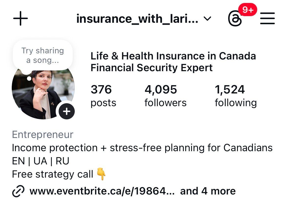 Larisa Belikova Instagram profile after, 4,095 followers, 595K monthly views, consistent consultation bookings